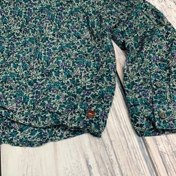 Teal and Purple Floral Pattern Tea Long Sleeve Shirt - Picture 5 of 5